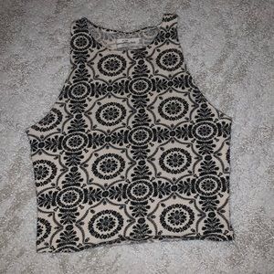 Black And Cream Crop Top